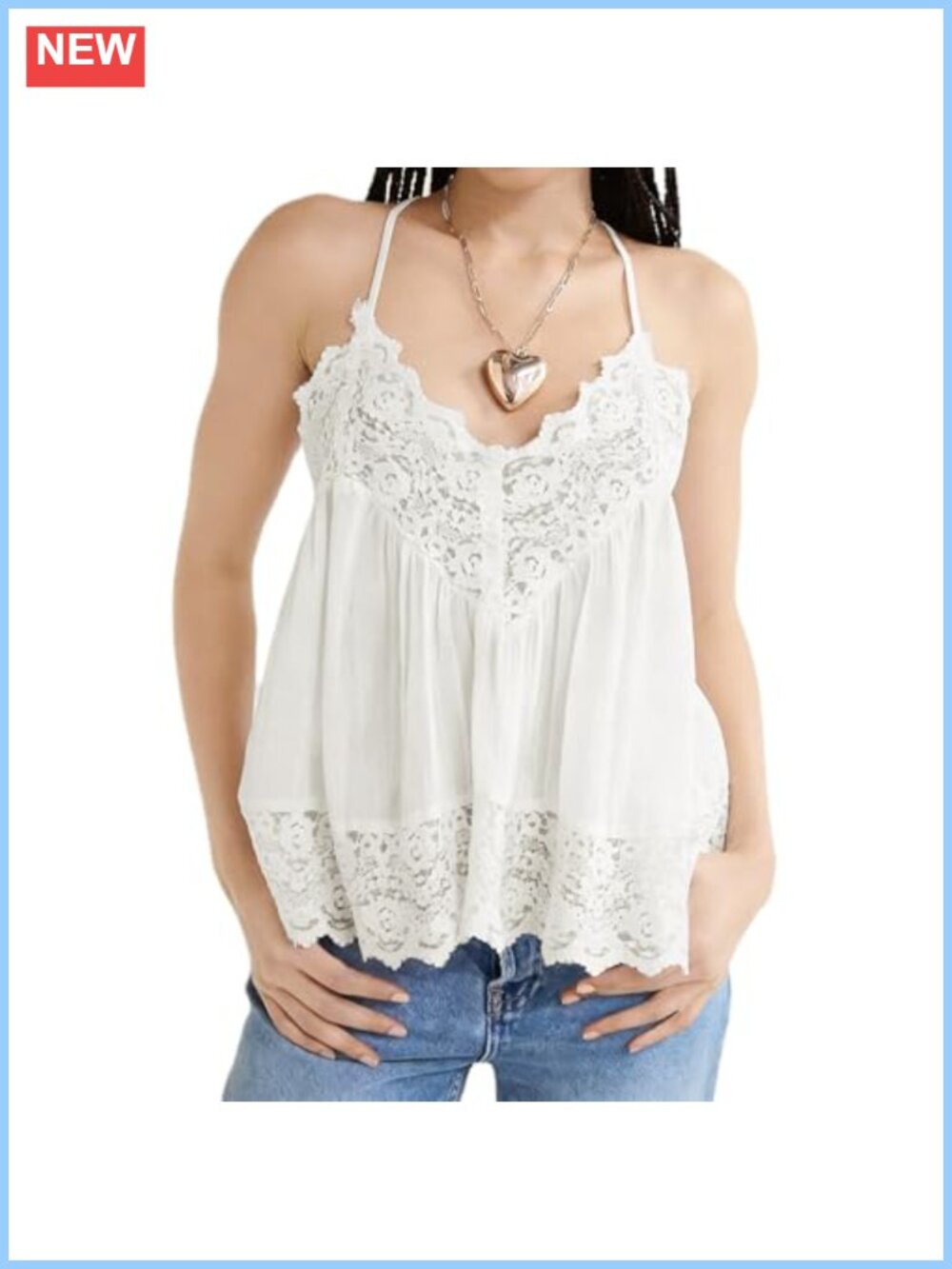 Women Sleeveless Tank Top Lace See Through Mesh Sheer Backless Spaghetti Strap